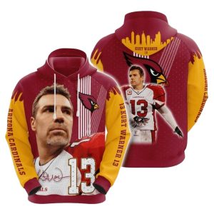 Arizona Cardinals Kurt Warner 13 Red Yellow AOP Hoodie