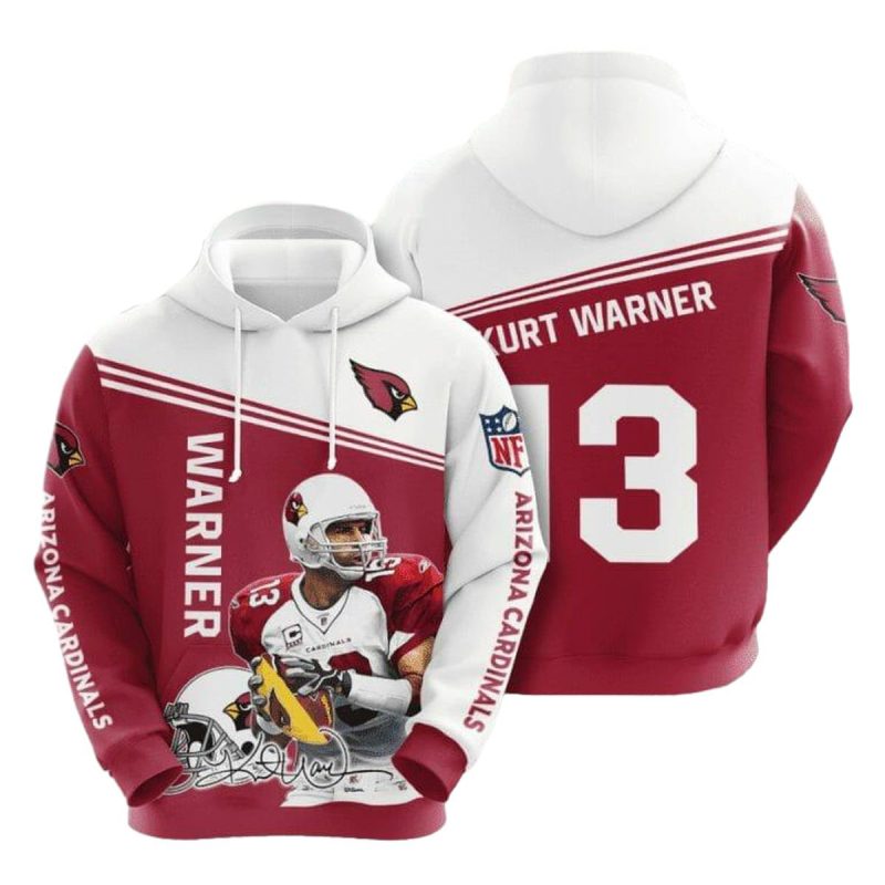 Arizona Cardinals Kurt Warner Red White Aop Hoodie 1