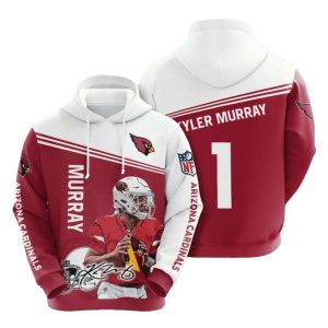 Arizona Cardinals Kyler Murray No 1 Red White AOP Hoodie