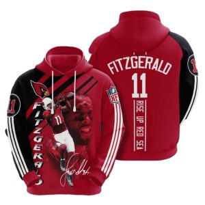 Arizona Cardinals Larry Fitzgerald 11 Red Black AOP Hoodie