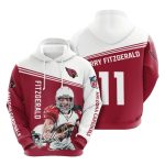 Arizona Cardinals Larry Fitzgerald 11 Red White AOP Hoodie