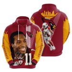 Arizona Cardinals Larry Fitzgerald 11 Signature Red Yellow AOP Hoodie