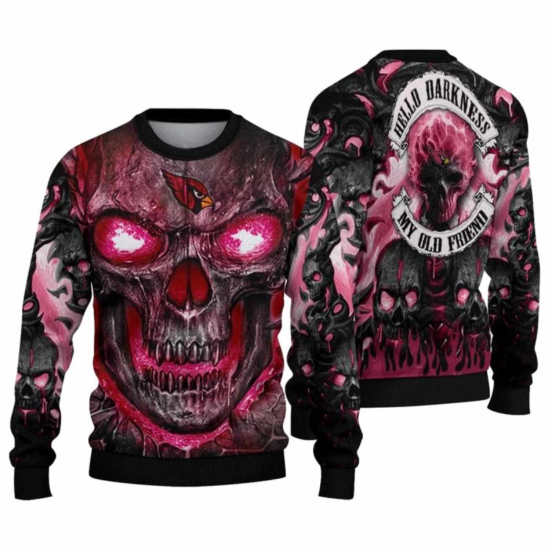 Arizona Cardinals Lava Skull Intensity Red Black Aop Sweatshirt 1