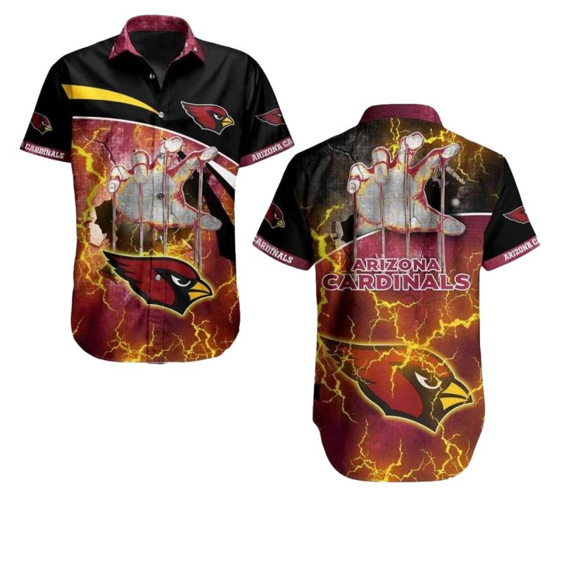 Arizona Cardinals Lightning Hand Hawaiian Shirt Thunderstorm Look 1