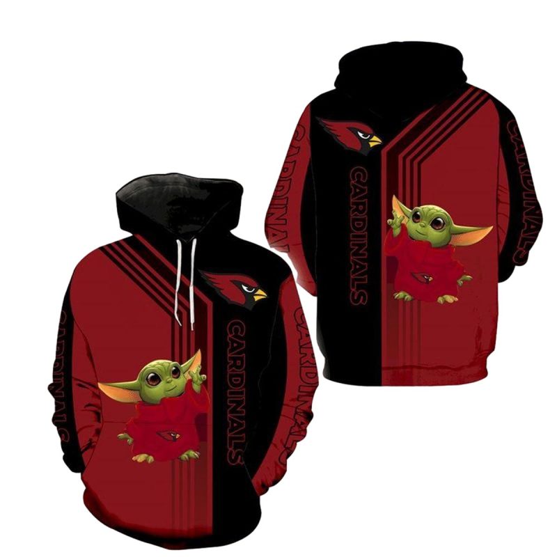 Arizona Cardinals Logo And Baby Yoda Red Black Aop Hoodie 1