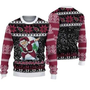 Arizona Cardinals Logo And Dabbing Santa Claus Ugly Sweater