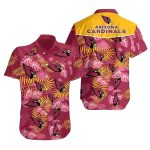 Arizona Cardinals Logo And Palm Leaves Hawaiian Shirt