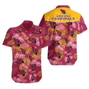 Arizona Cardinals Logo And Palm Leaves Hawaiian Shirt