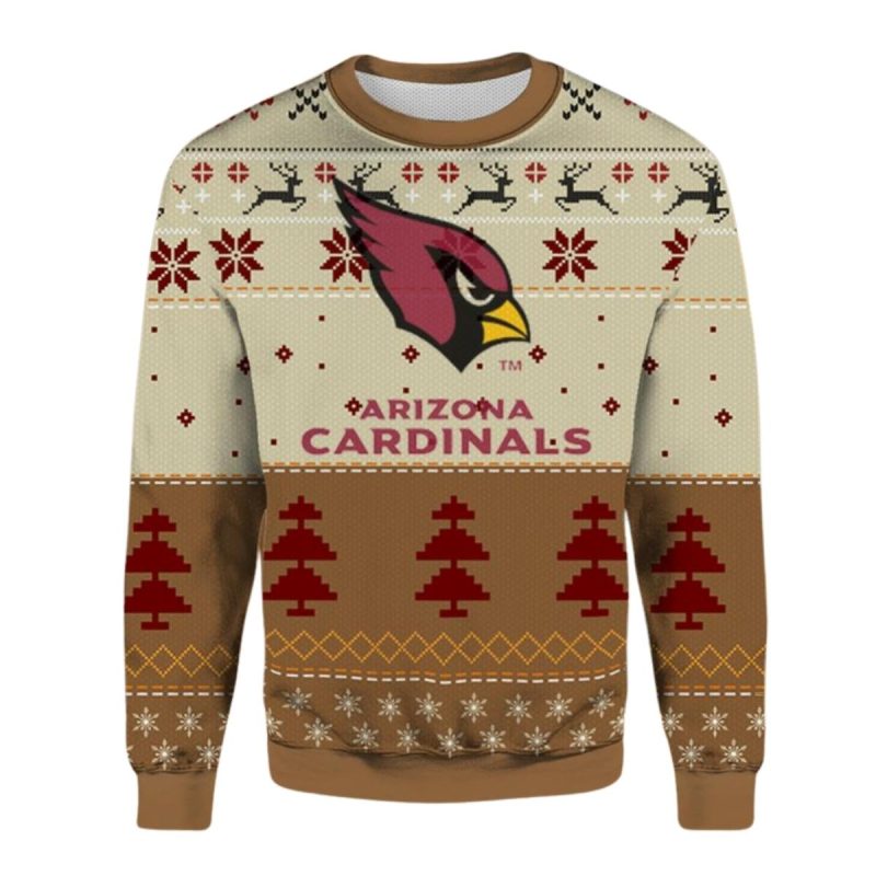 Arizona Cardinals Logo Christmas Brown And Yellow Ugly Sweater 1