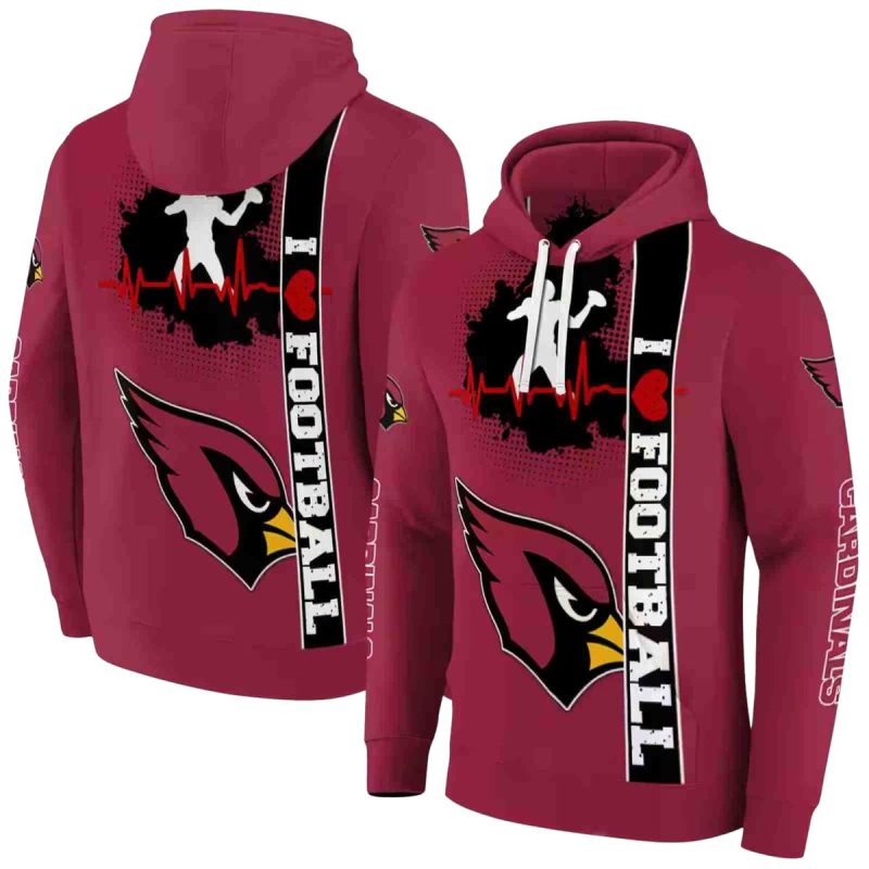 Arizona Cardinals Logo Heartbeat Red Aop Hoodie 1