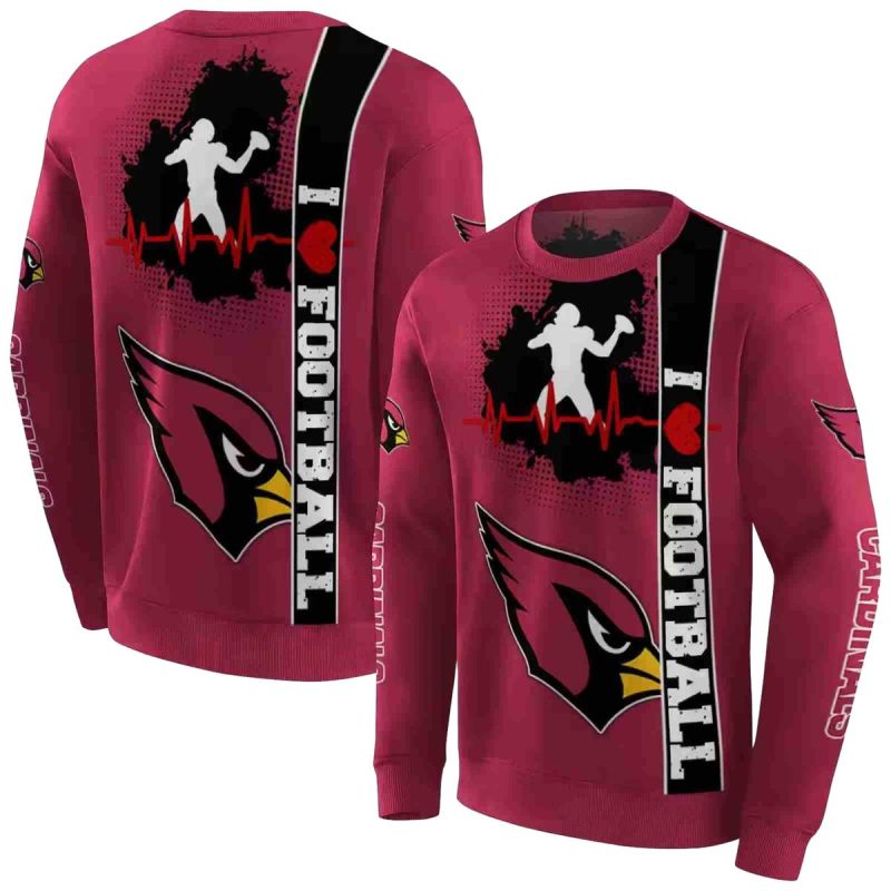 Arizona Cardinals Logo Heartbeat Red Aop Sweatshirt 1