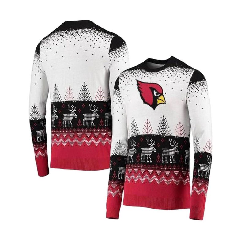 Arizona Cardinals Logo Knit Christmas Black White And Red Ugly Sweater 1