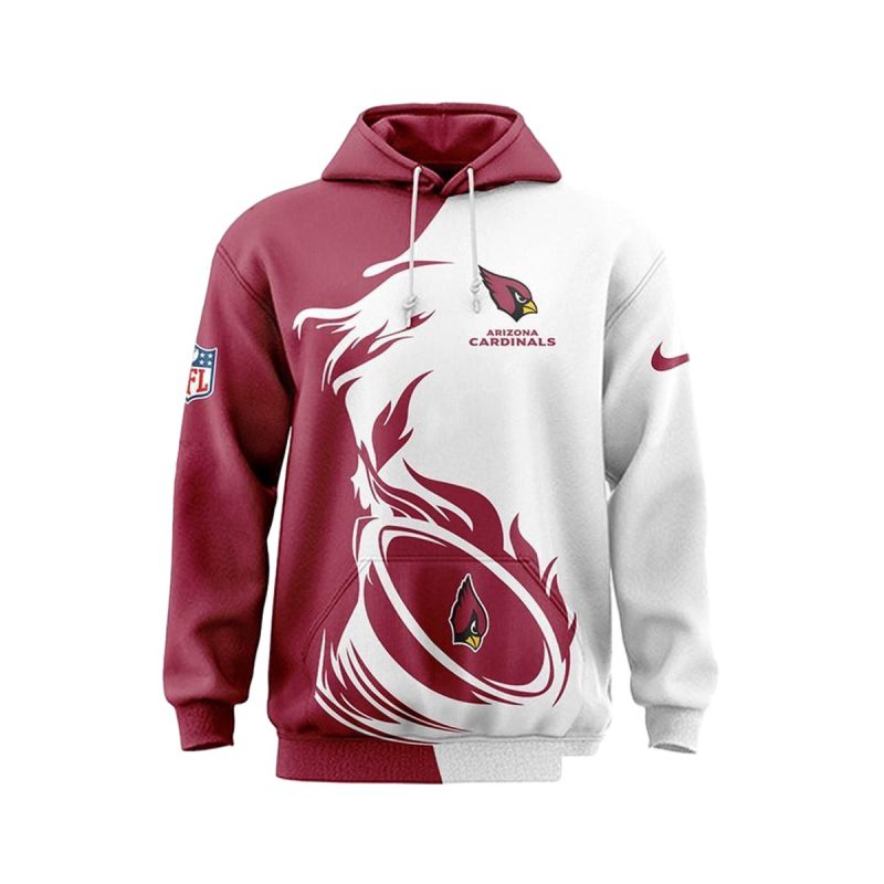Arizona Cardinals Logo Lovely Fire Ball Red And White Aop Hoodie 1