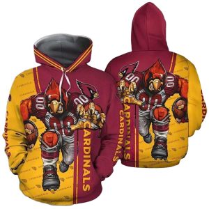 Arizona Cardinals Mascot Red Yellow AOP Hoodie