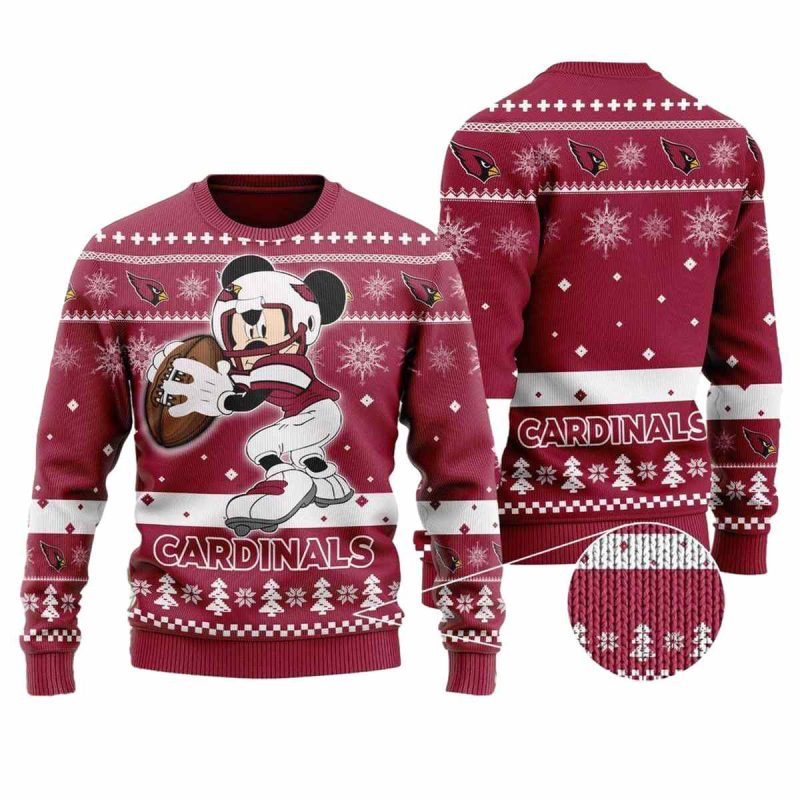 Arizona Cardinals Mickey Mouse Funny Ugly Christmas Ugly Sweater 1