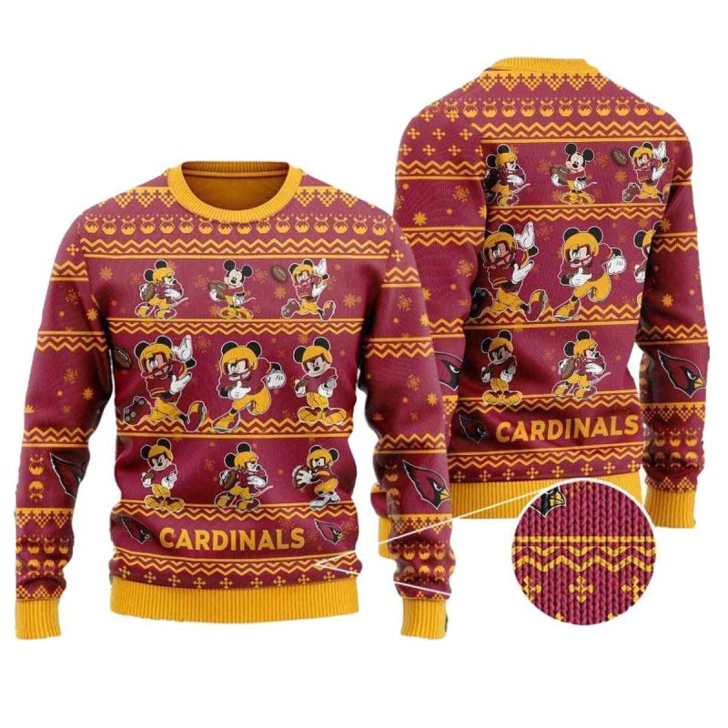 Arizona Cardinals Mickey Mouse Holiday Party Ugly Sweater 1