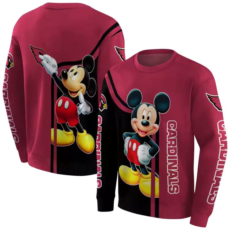 Arizona Cardinals Mickey Mouse Red Black Aop Sweatshirt 1