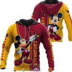 Arizona Cardinals Mickey Red Gold AOP Hoodie