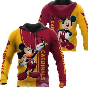 Arizona Cardinals Mickey Red Gold AOP Hoodie