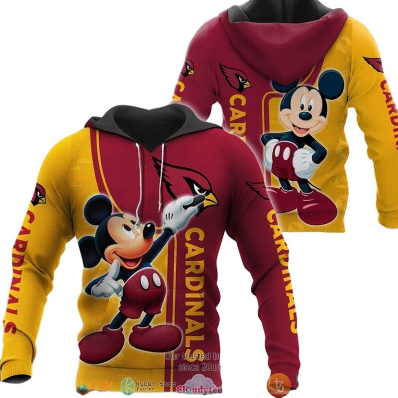 Arizona Cardinals Mickey Red Gold Aop Hoodie 1