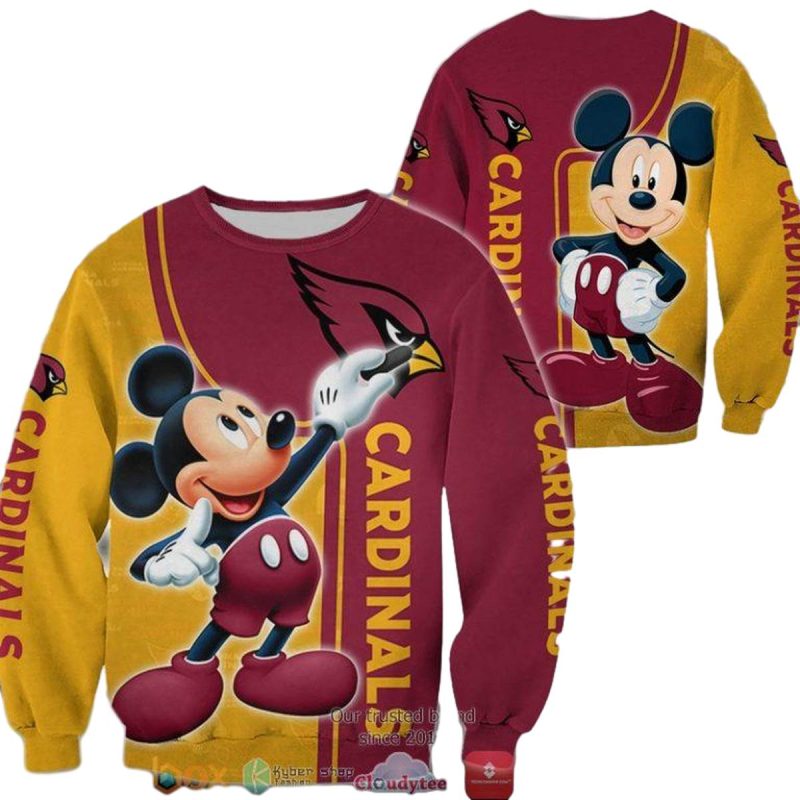 Arizona Cardinals Mickey Red Gold Aop Sweatshirt 1