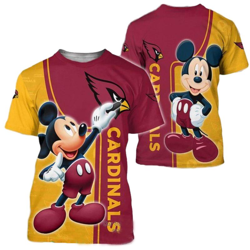 Arizona Cardinals Mickey Red Gold Aop T Shirt 1