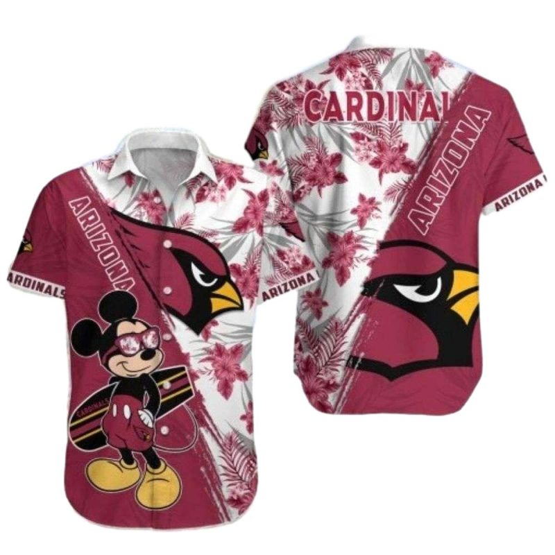 Arizona Cardinals Mickeys Tropical Hibiscus Hawaiian Shirt 1
