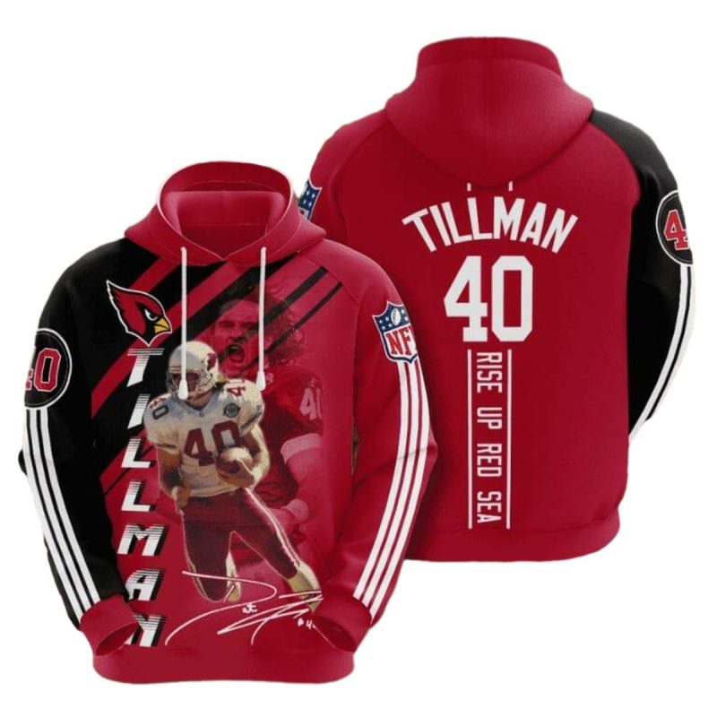 Arizona Cardinals Pat Tillman 40 Red Black Aop Hoodie 1