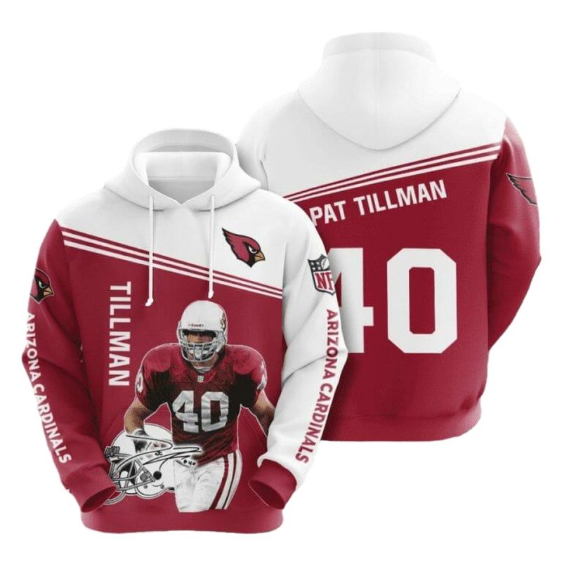 Arizona Cardinals Pat Tillman 40 Red White Aop Hoodie 1