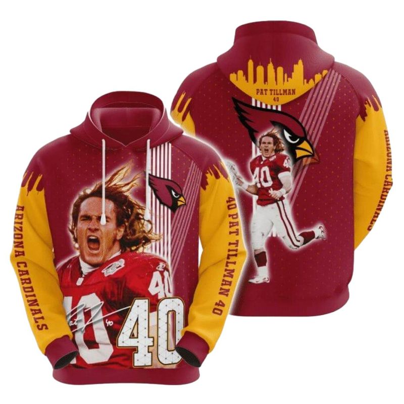 Arizona Cardinals Pat Tillman Signature Red Yellow Aop Hoodie 1