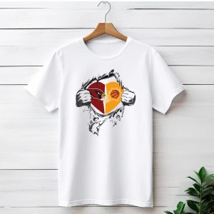 Arizona Cardinals Phoenix Suns Heart Emblem Pulled Open T-Shirt