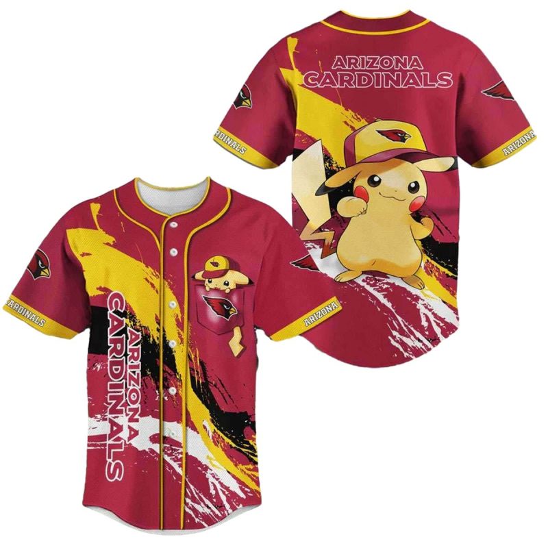 Arizona Cardinals Pikachu Baseball Jersey 1