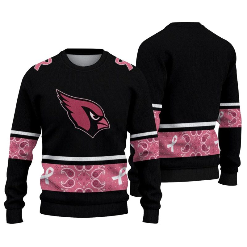 Arizona Cardinals Pink Ribbon Black Pink Aop Sweatshirt 1