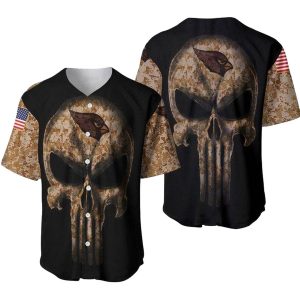 Arizona Cardinals Punisher Skull Camo Baseball Jersey