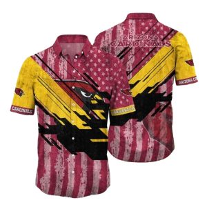 Arizona Cardinals Red America Flag Retro Pattern Hawaiian Shirt