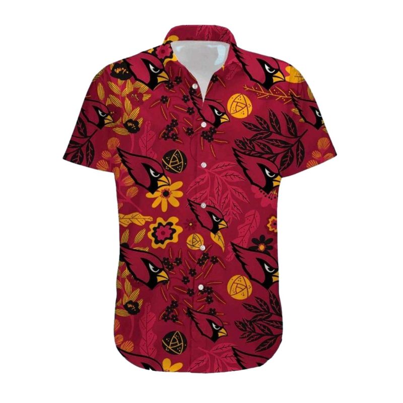 Arizona Cardinals Red Leaf Pattern Hawaiian Shirt 1