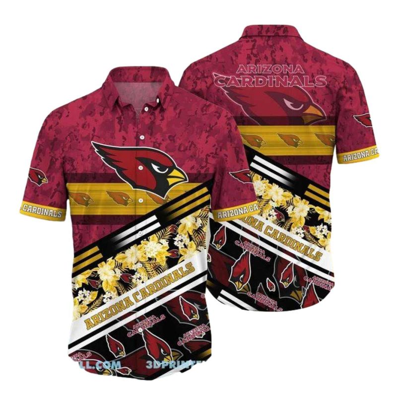 Arizona Cardinals Red Yellow Flower Hawaiian Shirt 1