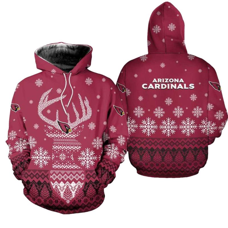 Arizona Cardinals Reindeer Merry Christmas Red Aop Hoodie 1