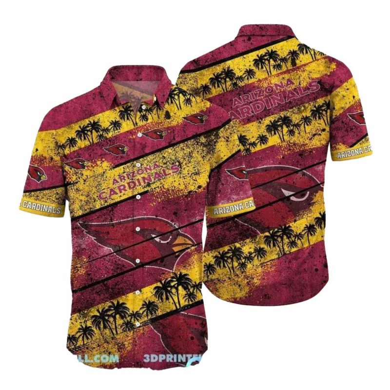 Arizona Cardinals Retro Palm Tree Yellow And Red Hawaiian Shirt 1