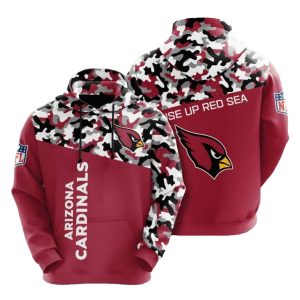 Arizona Cardinals Rise Up Red Sea Red Black White Camo AOP Hoodie