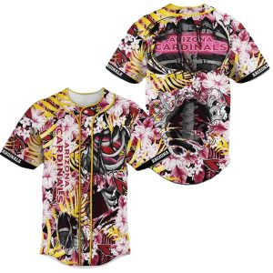 Arizona Cardinals Skeleton And Flower Baseball Jersey