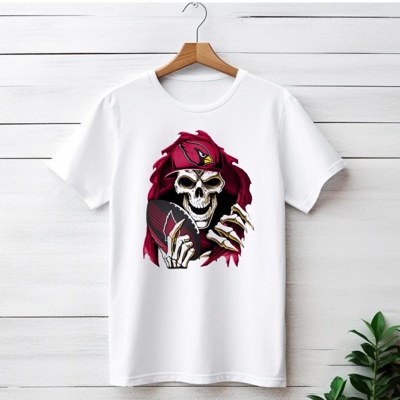 Arizona Cardinals Skeleton Skull Holding Football T Shirt 1 T Shirt 1