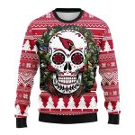 Arizona Cardinals Skull Flower Ugly Christmas Ugly Sweater
