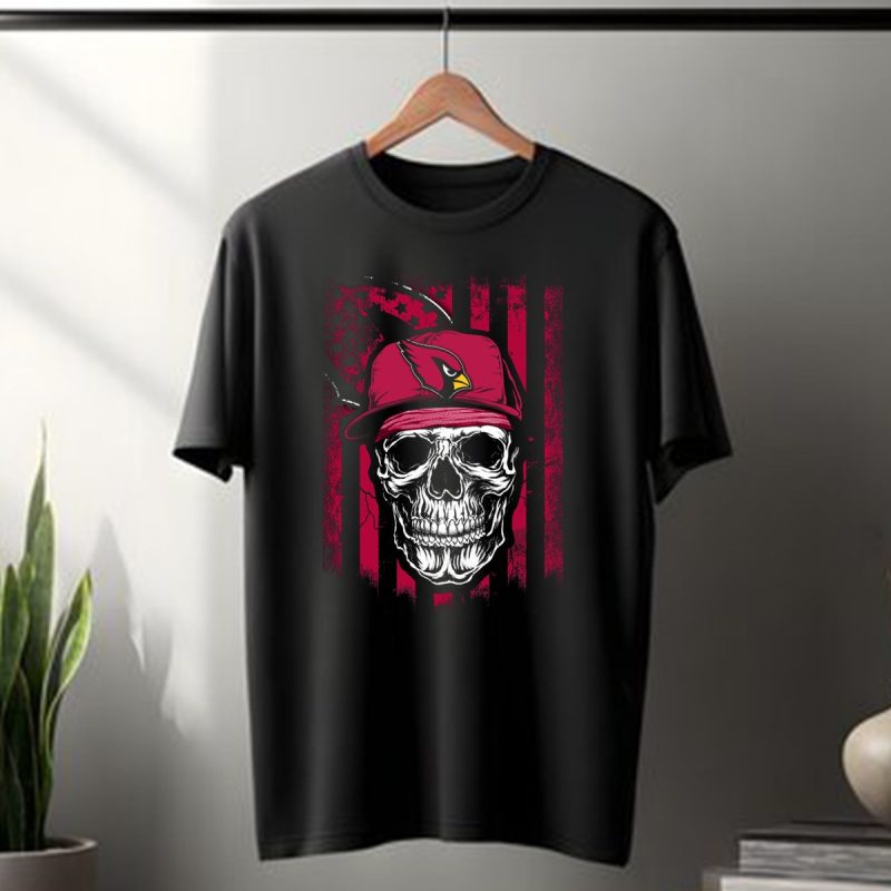 Arizona Cardinals Skull Hat Red Stripes T Shirt 1 T Shirt 1