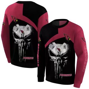 Arizona Cardinals Skull Punisher Black Red AOP Sweatshirt