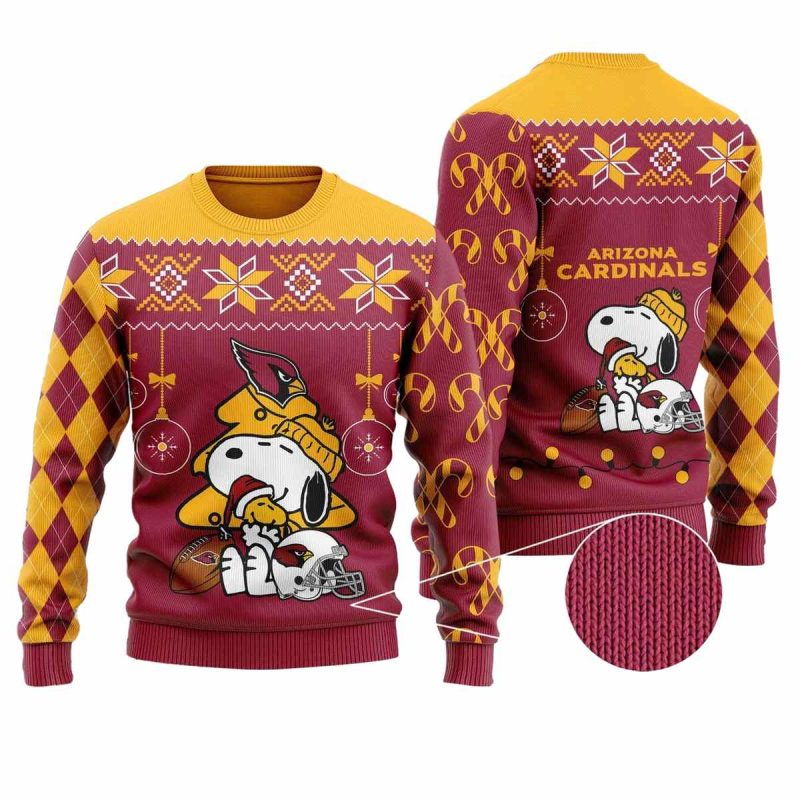 Arizona Cardinals Snoopy And Woodstock Ugly Sweater 1