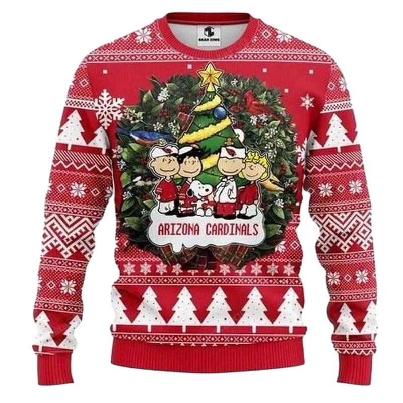 Arizona Cardinals Snoopy Characters Christmas Ugly Sweater 1