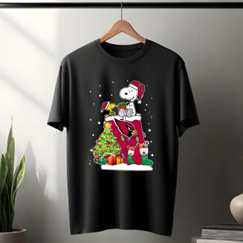 Arizona Cardinals Snoopy Woodstock Christmas T Shirt T Shirt 1