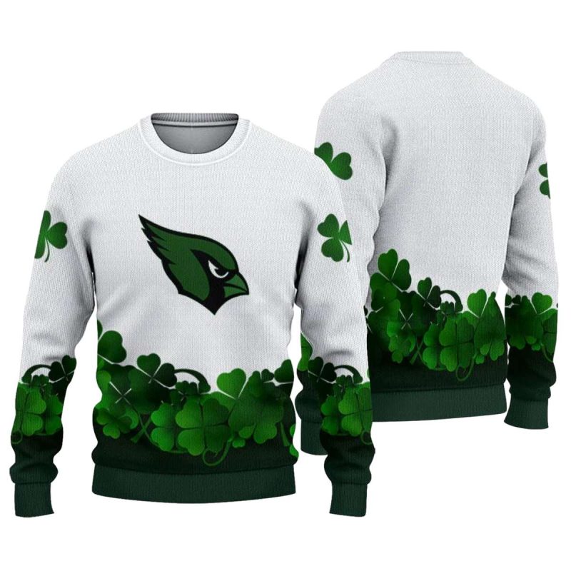 Arizona Cardinals St Patrick White Aop Sweatshirt 1
