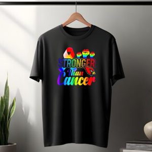 Arizona Cardinals Stronger Than Cancer Rainbow Ribbon Fists T-Shirt